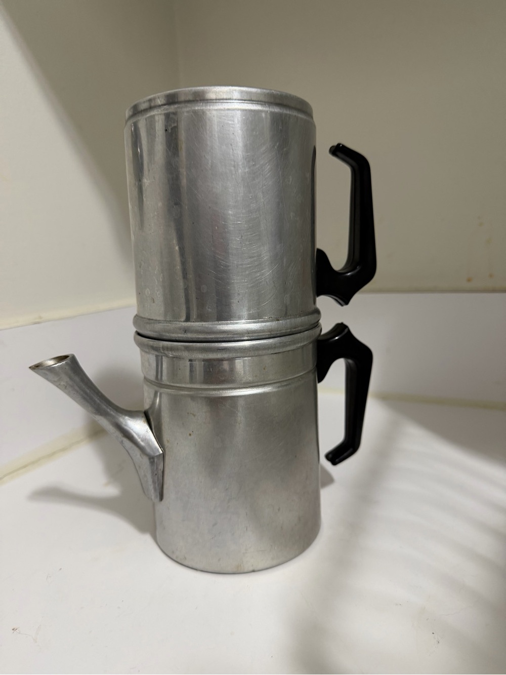 Vintage Stovetop Italian Neapolitan style aluminum  flip drip espresso maker